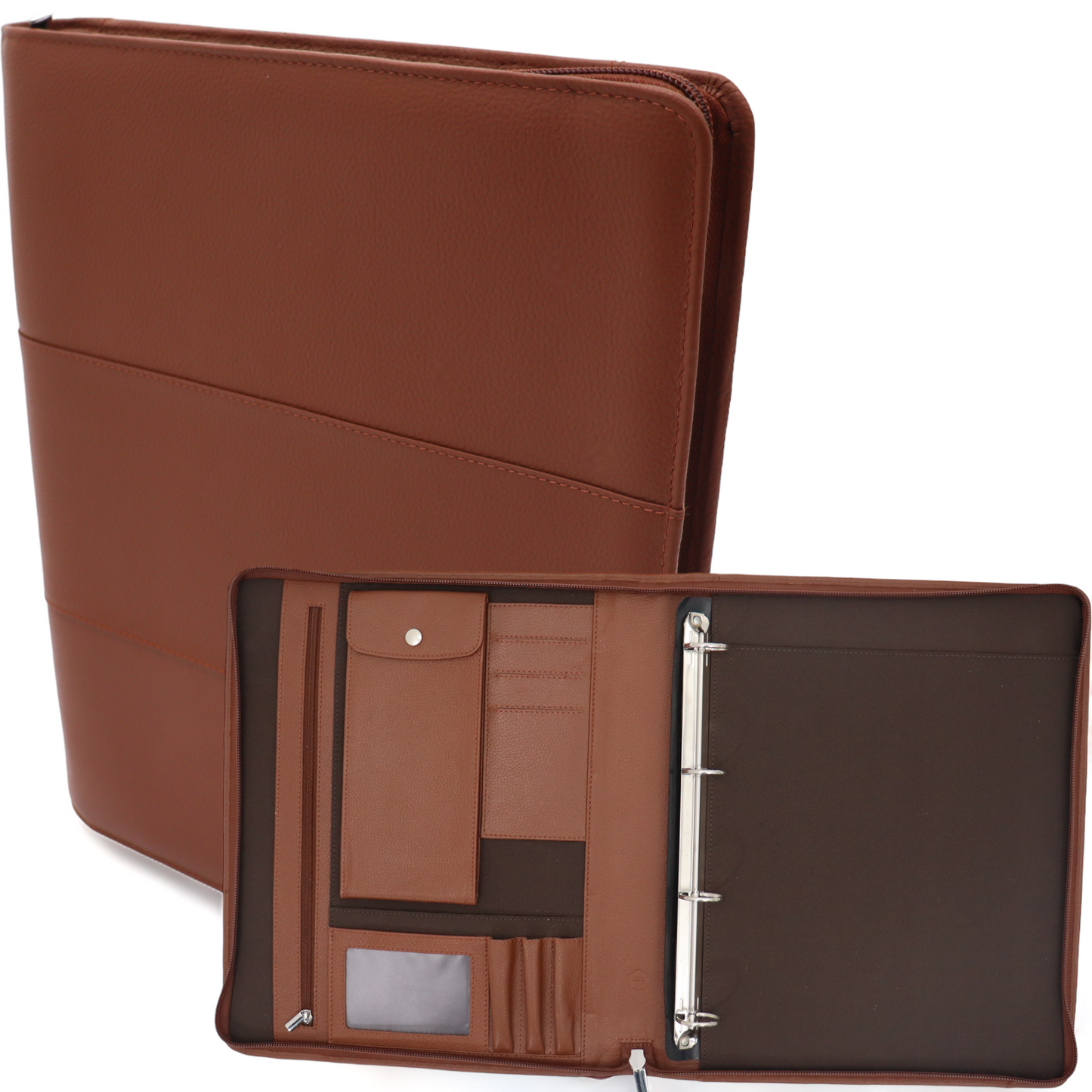 Leren Schrijfmap - Conferentiemap - Documentenmap A4 - Tablethoes & Laptopsleeve - Uitneembare Ringband