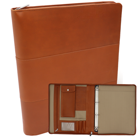 Leren Schrijfmap - Conferentiemap - Documentenmap A4 - Tablethoes & Laptopsleeve - Uitneembare Ringband